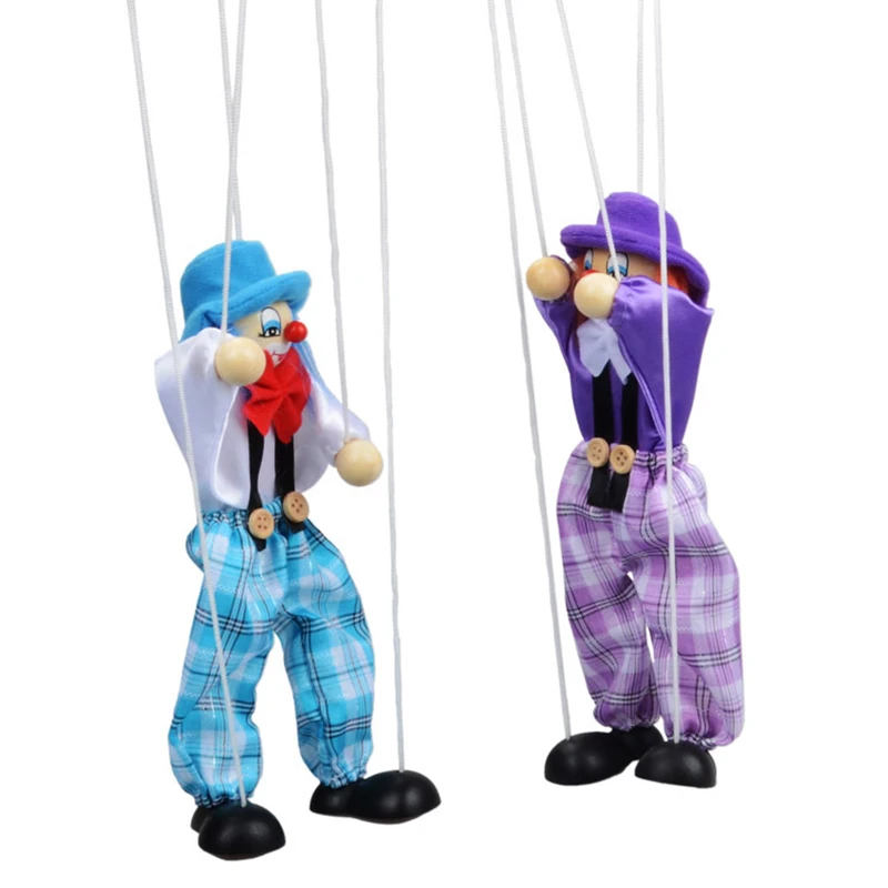 

Funny Vintage Colorful Pull String Puppet Clown Wooden Marionette Handcraft Toys Joint Activity Doll Kids Children Gifts Y039