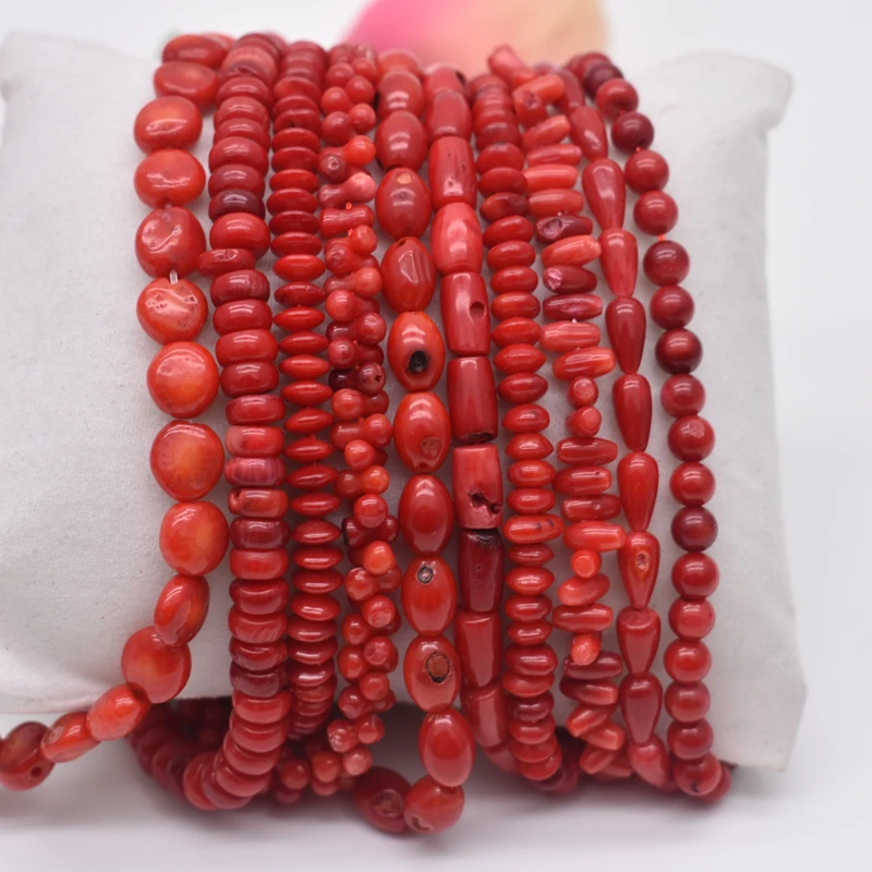 Natural Stone Bead Irregular Round Shape Red Coral Beads jewelry Spacer Beads Strand 15\