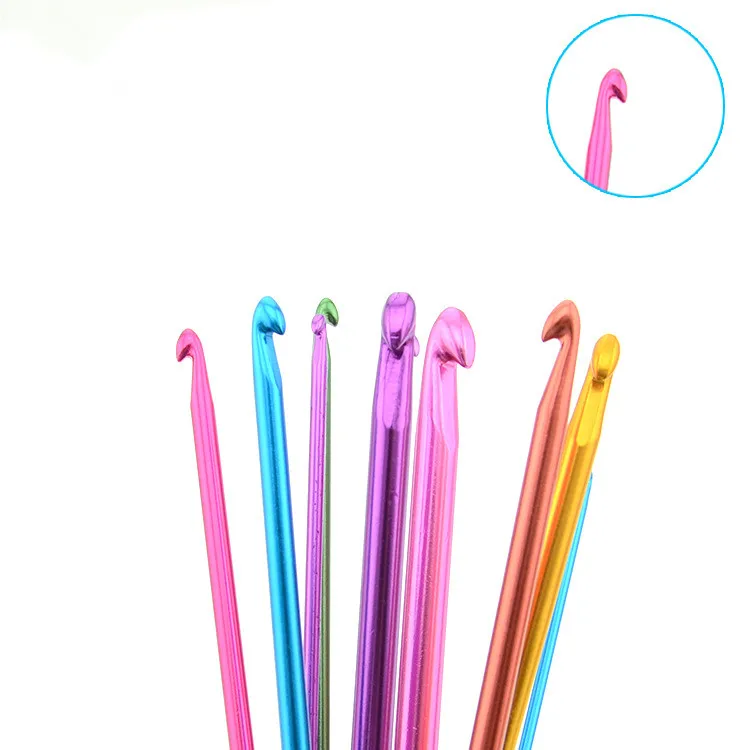 14Sizes/set Multi Colored Aluminum Crochet Hooks Knitting Needles Kit Handle Knitting Needles For Loom Band DIY