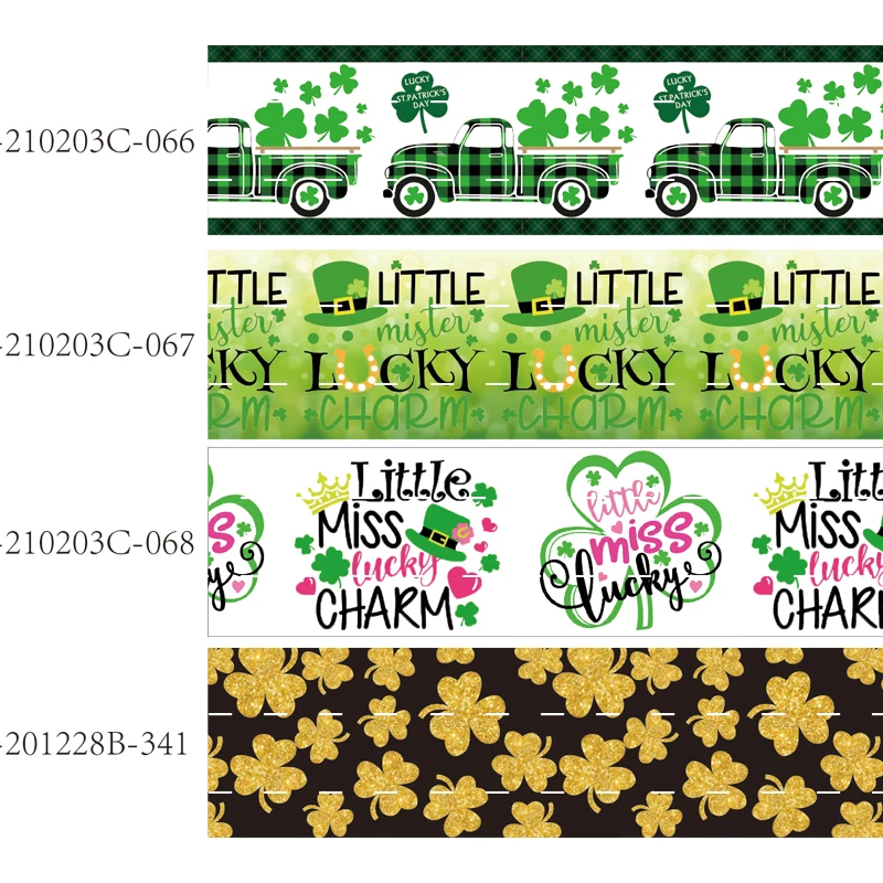 Printed St. Patrick Day grosgrain ribbon shamrock pattren (50 yards/lot) Hot sale 16-75MM