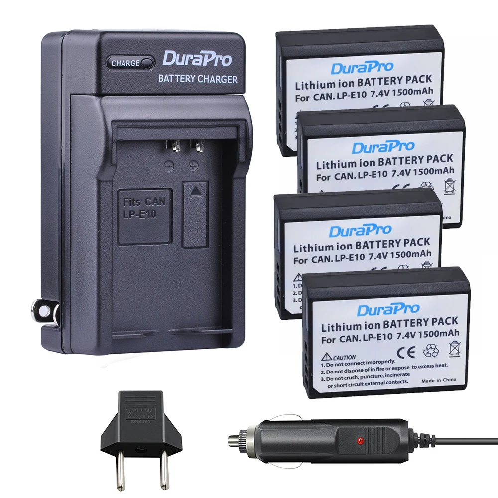 

DuraPro LP-E10 LP E10 Rechargeable Li-Ion Battery+Car Charger+EU Plug for CANON LP-E10 EOS 1100D 1200D Kiss X50 X70 Rebel T3 T5