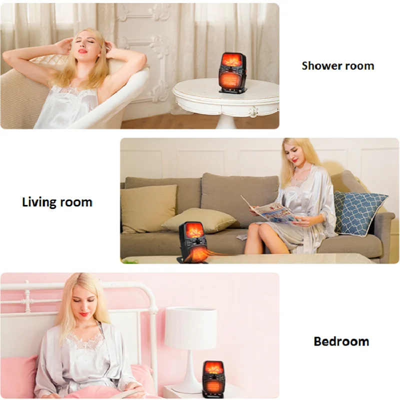 Ventilatore elettrico portatile da 500W Mini ventilatore ventilatore riscaldatore d'aria con telecomando stufa a parete da giardino Radiato scaldino calefattore