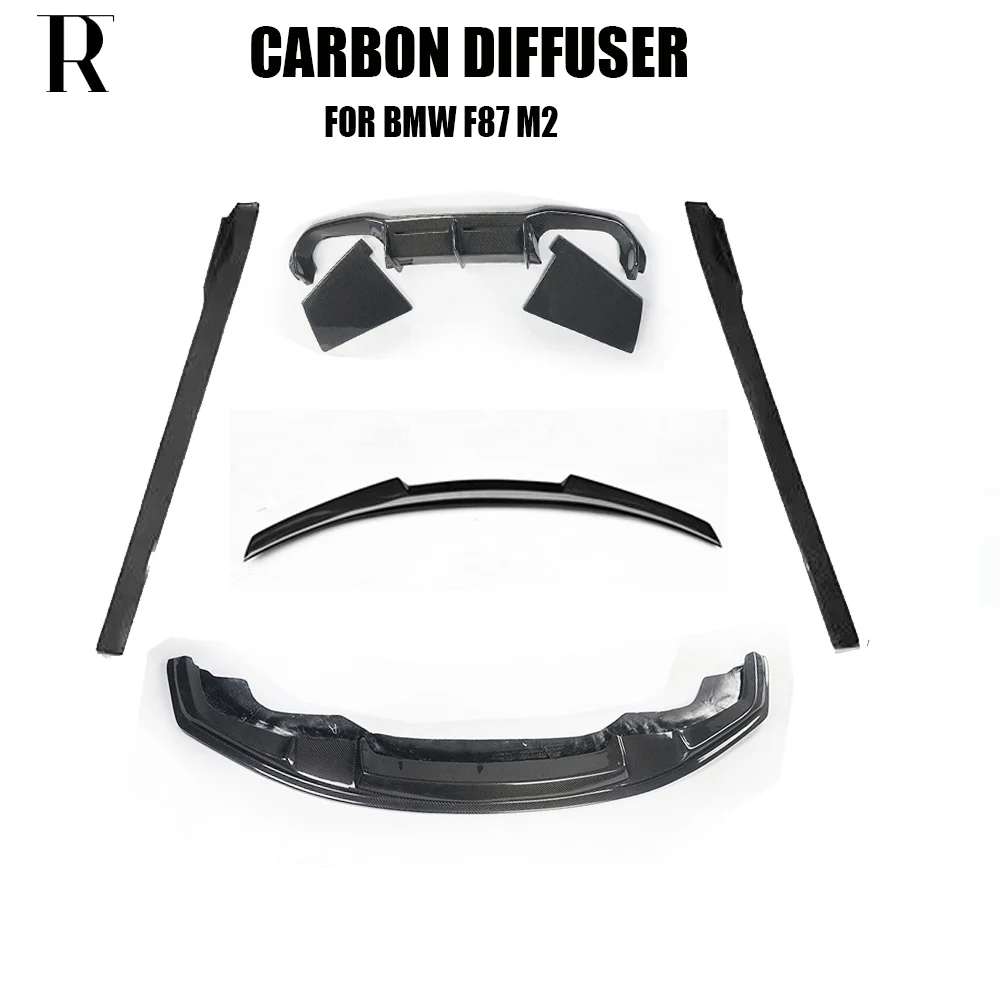 Dry Carbon Fiber Bodykit for BMW F87 M2 Rear Diffuser &  Rear Trunk Spoiler & Front Lip & Side Skirt 2016 UP