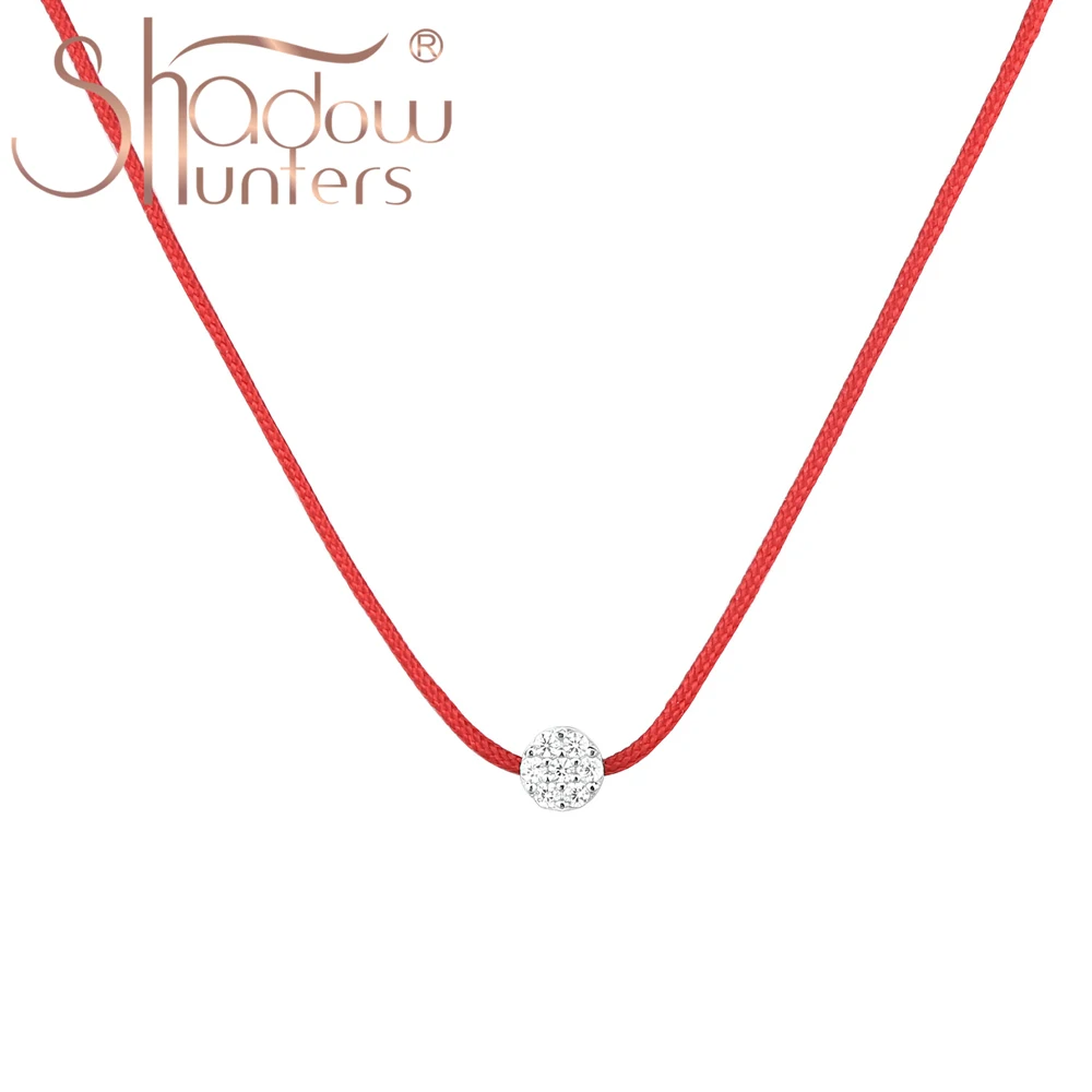 SHADOWHUNTER Original 925 Silver Crystal Pendant Necklace Red Rope Choker Simple Design Jewelry For Christmas Gift Women Collier