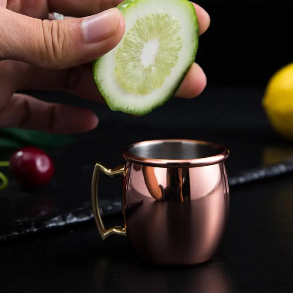 Moscow Mule Copper Mugs - Solid Copper Handcrafted Copper Mug Cups for Moscow Mule Cocktail - 60ml - 2-Ounce, Rose Gold