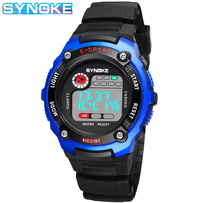 SYNOKE Brand Kids Electronic Watches Boy Digital Watch Girl Chronograph Alarm Clock LED Waterproof Children\'s Sport Wristwatch