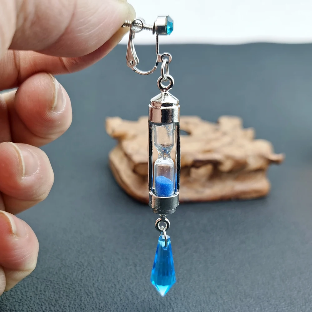 The Case Study of Vanitas no Karte Vanitas Cosplay Hourglass Earrings Blue Jewelry Gifts Accessories Prop Coserland Dropshipping