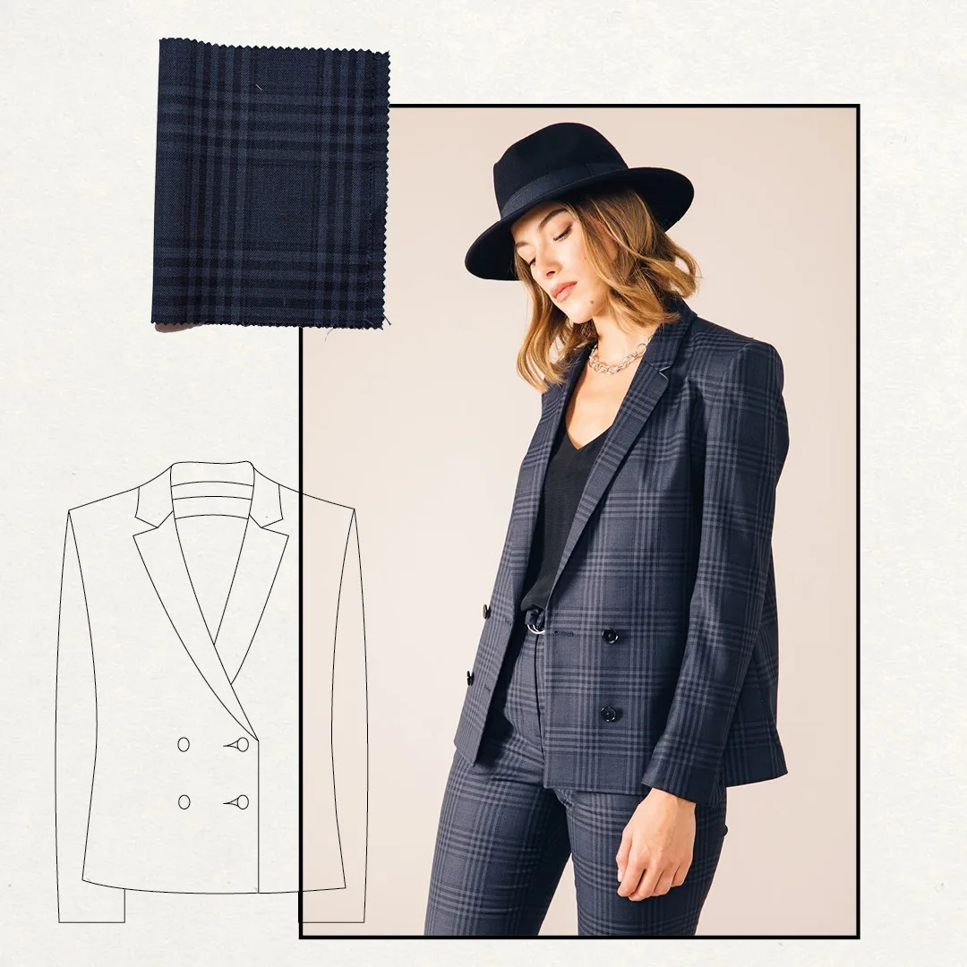 Elegant Plaid Women Suits Custom Made Double Breasted Long Sleeve Check Blazer Streetwear England Style Office Lady Pants Jacket