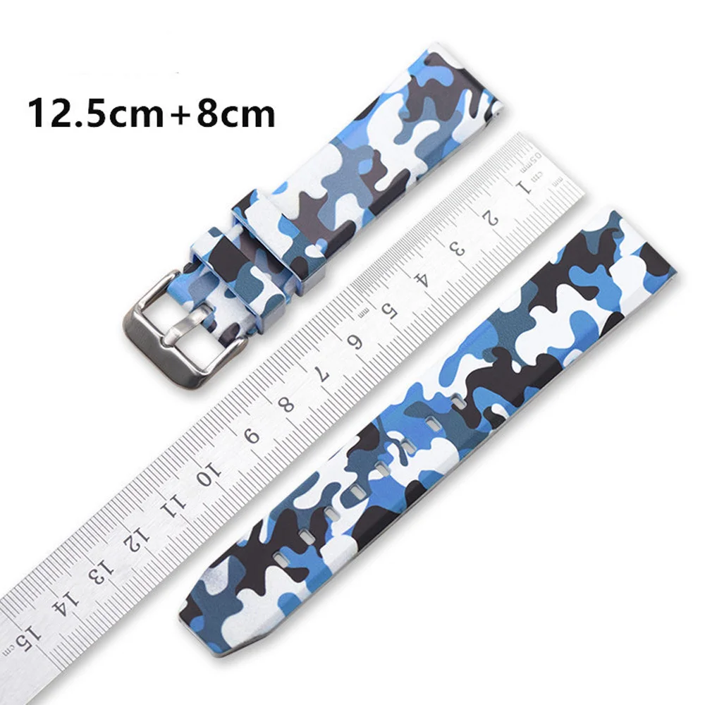 Universal Camouflage Silicone Watch Strap Army Green Jungle Hunting 20mm 22mm 24mm Outdoor Sports Watch Band