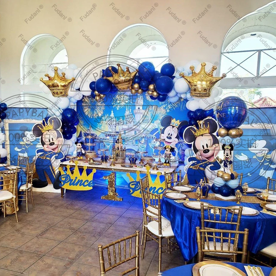 137pcs Disney Mickey Crown Foil Balloons Garland Arch For Kids Birthday Party Decors Age 1-9 32