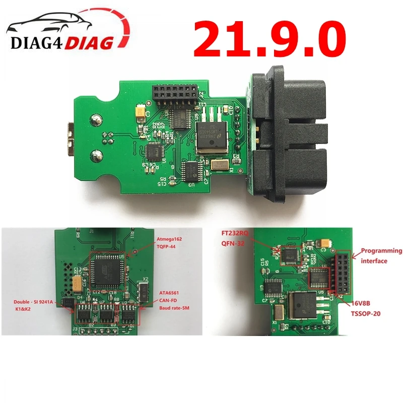 VAG V23.11.0\24.5 V2 ATMEGA162 16V8 FT232RQ for VAG interface+USB Cable+Case Multi-Car Diagnostic Tool