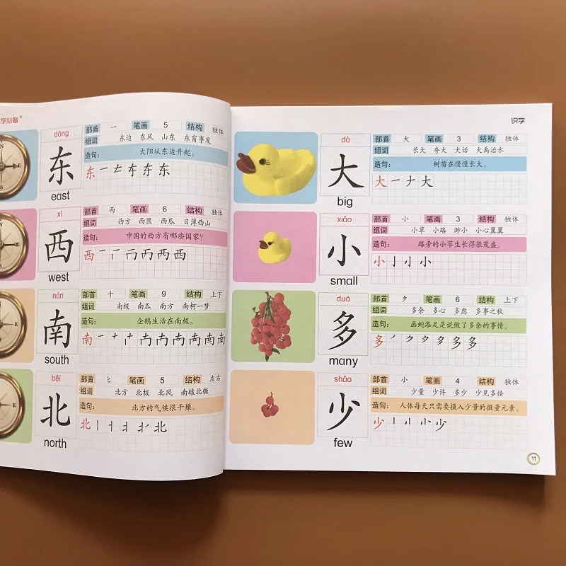 New 1book  Chinese Characters Learning Books Early Education for Preschool Kids Word Textbook with Pictures & Pinyin Sentences