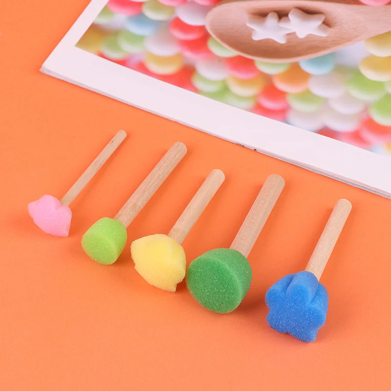 5pcs Kids Toddler Sponge Stamp Brush Kits Flower Drawing Toys For Children Paint Toys Painting Educational Toys