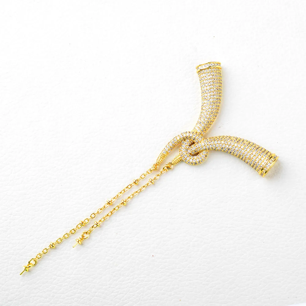 55x90mm Gold Plated Pendant Connector Cubic Zircon Micro Pave Necklace Pendant Jewelry DIY