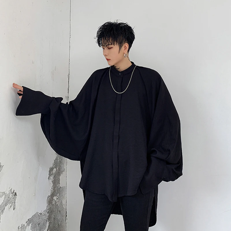 Deconstructive division silhouette  bat dark shirt sleeve long sleeve new minority shirt spring clothing design