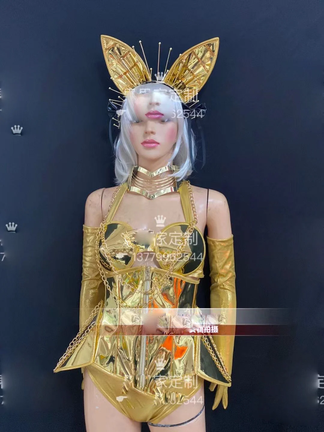 Sexy women model nightclub bar performance costume Customized made Gold stage show armor gogo party wear