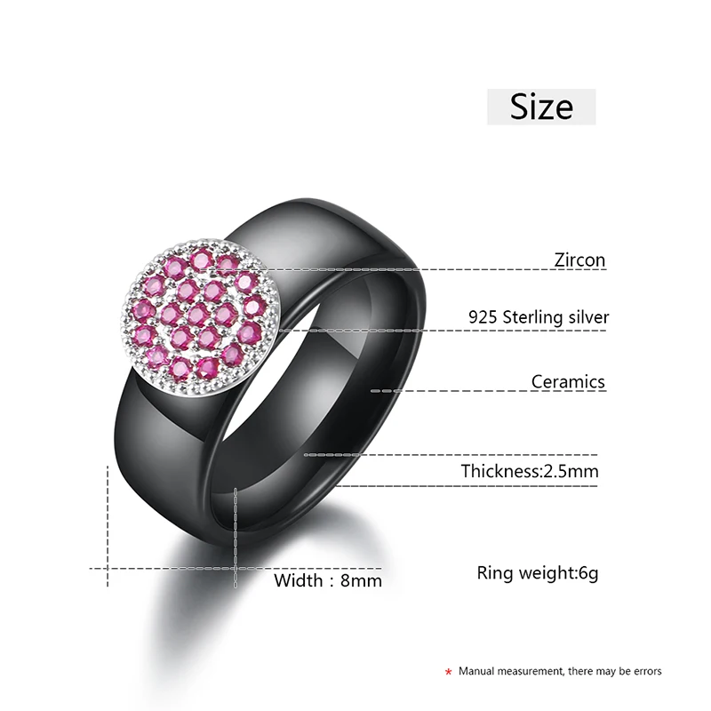 Russian Fashion Woman Rings Girl Party Wedding Gift Made With Ceramic AAA Zircon S925 Sterling Silver Ring Christmas Gift