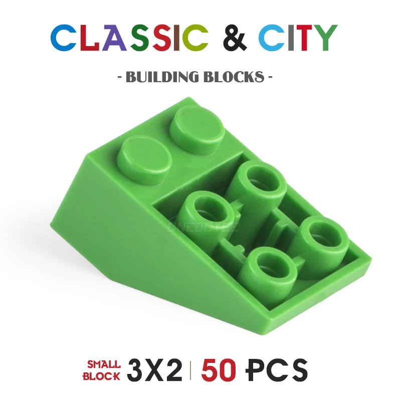 3x2 DIY City Classic Bricks 50 PCS Slope brick Assembly Creative Building Blocks Bulk Sets 15Color Educational Toys for Children