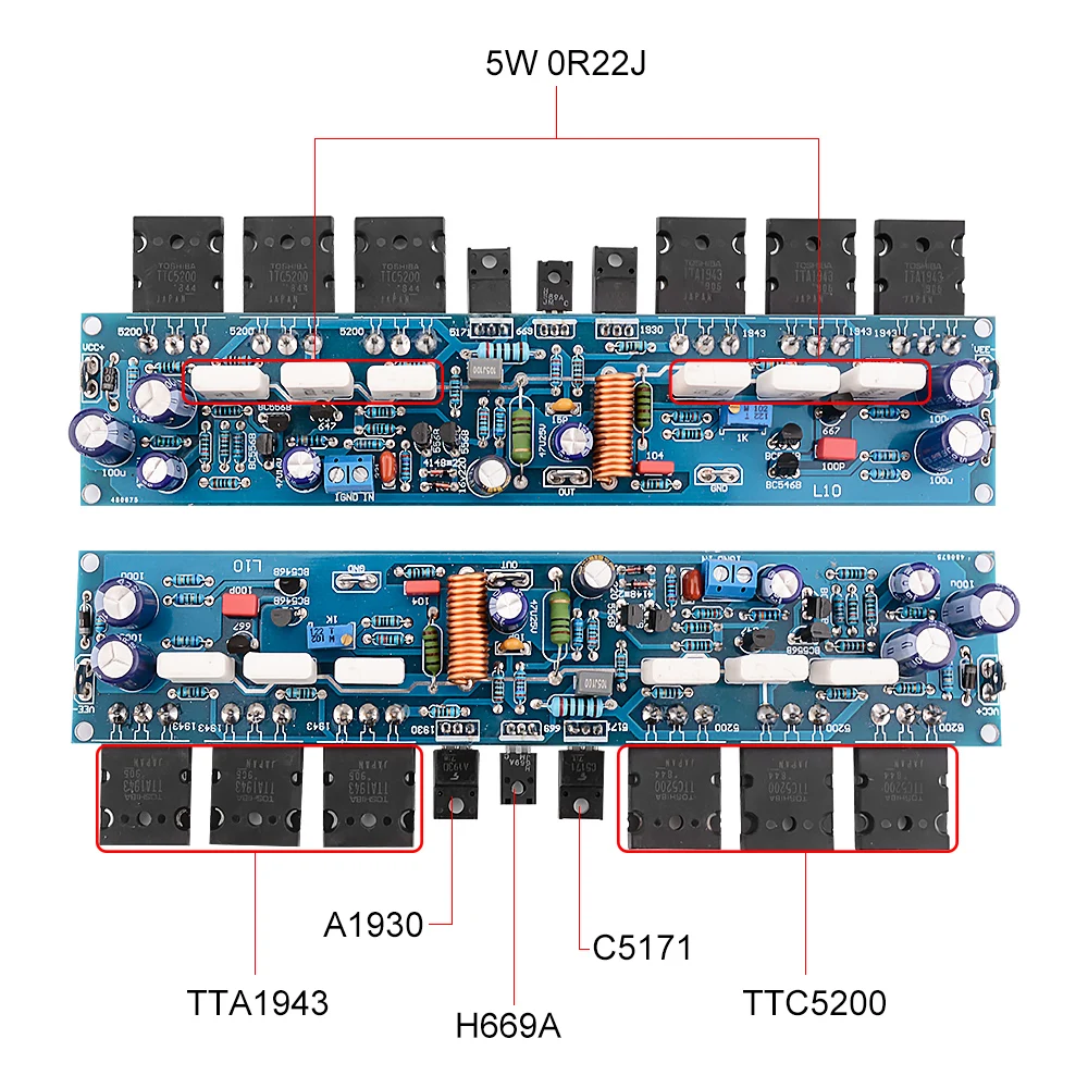 AIYIMA 2Pcs L10 Sound Amplifier Board 300W HiFi 2.0 Channel Class AB Power Amplifiers Amp Transistor A1930 C5171 TT1943 TT5200