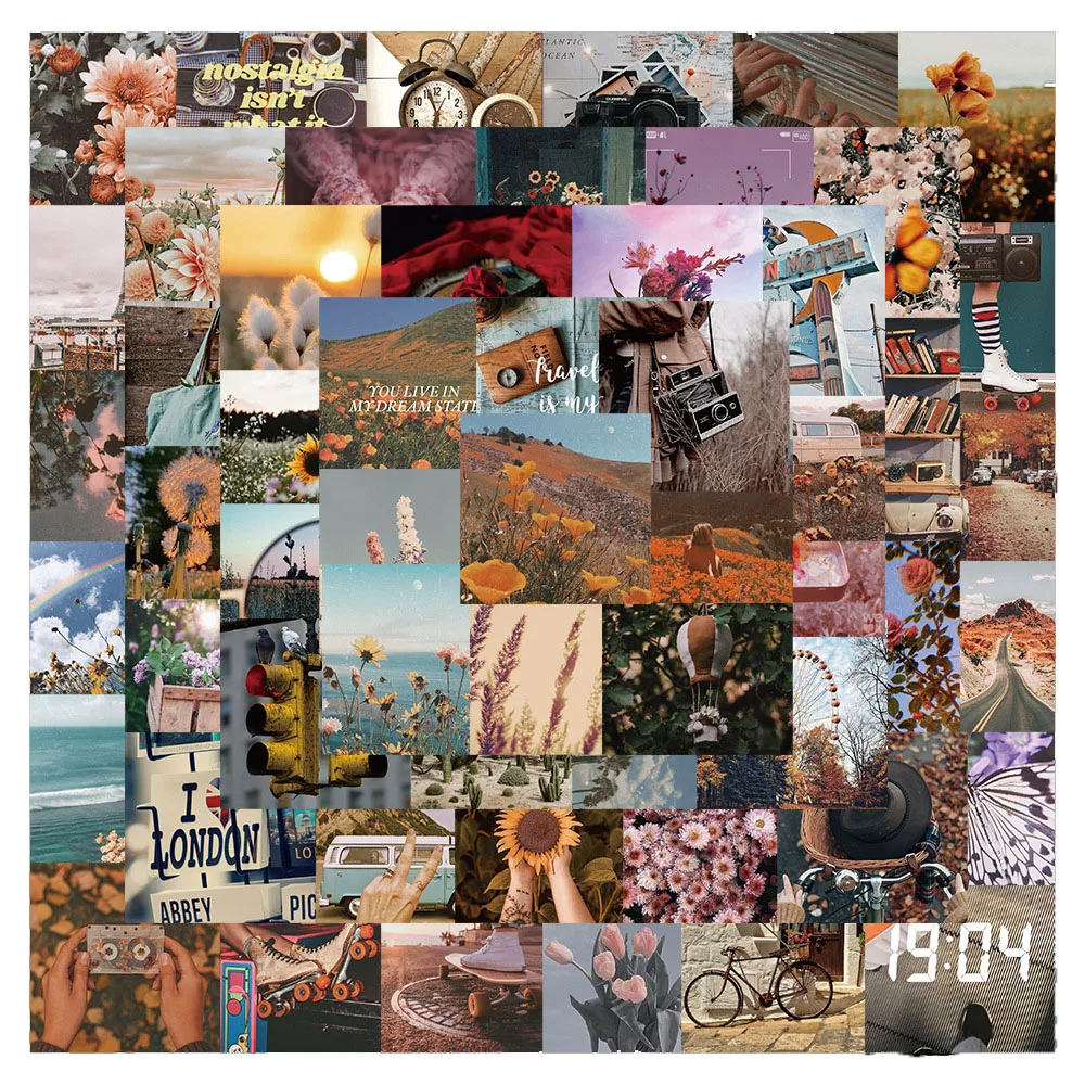 10/30/50 pçs clássico retro bela paisagem personalizado graffiti etiqueta à prova dwaterproof água mala caderno papelaria boxatacado