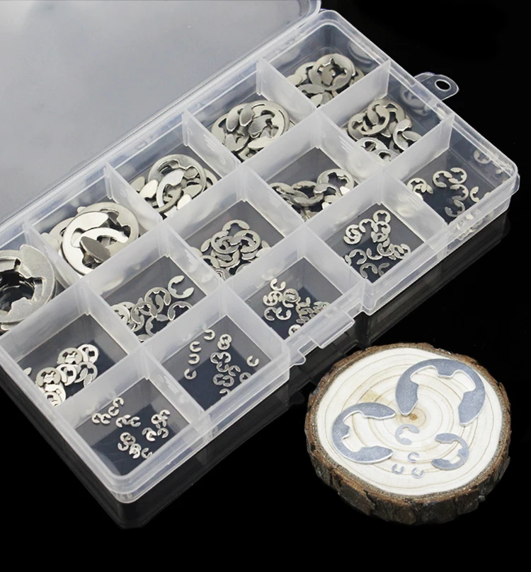 225 PCS/Set opening block / kits /  with  box/Opening snap ring 304 Stainless Steel E type snap ring / E type circlip Set /