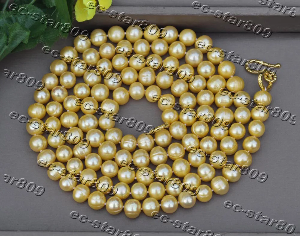 

Z11411 17“-50" 11mm Round Golden Yellow Freshwater Pearl Necklace