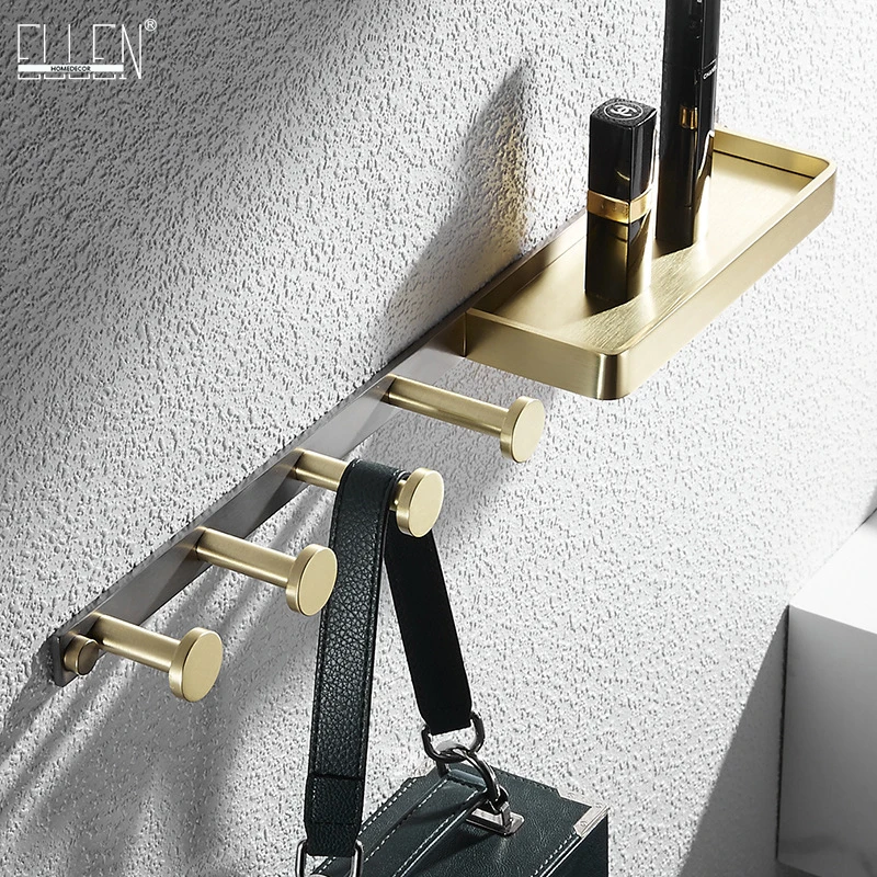 

ELLEN Bathroom Storage Shampoo Holder Wall Hanger Towel Hooks Multifunction Bathroom Hardware Set ELB03
