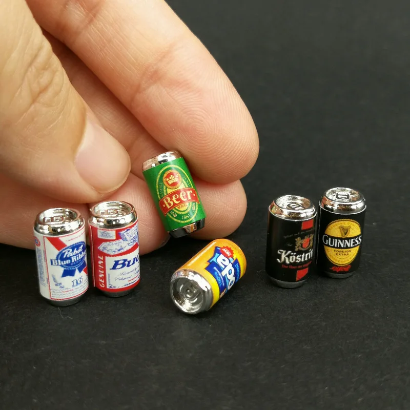 6PCS/Set Miniature Can Beer Model Part Accessories Action Figure Toy