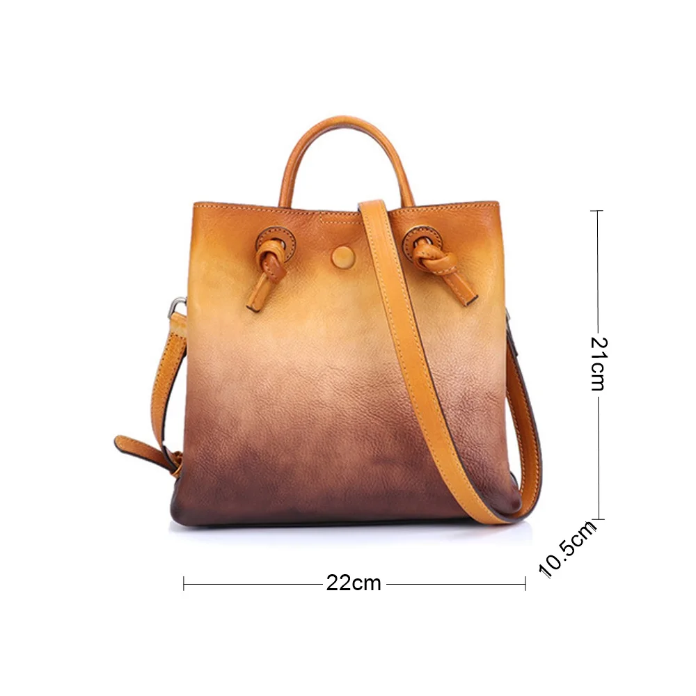 The New Chinese Wind Restoring Ancient Ways Female Bag Leather By Hand Brush Color Head Layer Cowhide Portable  Package