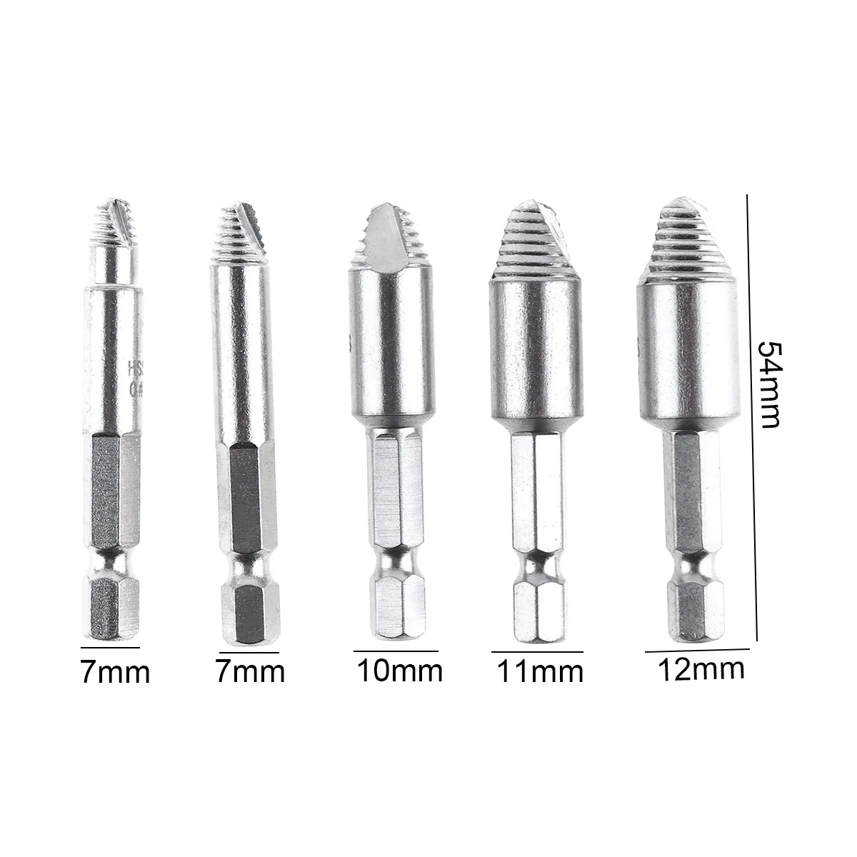 5Pcs rimozione vite danneggiata 1/4 "codolo esagonale Hss testa di rottura rotta vite spelata rimozione bullone estrattore strumenti per la casa