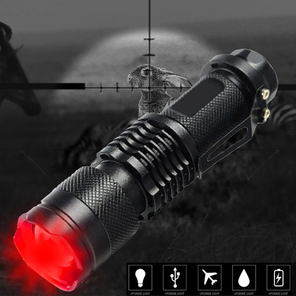 LED Aluminium Alloy Infrared Rotating Zoomable Flashlight Battery Powered IR Night Vision Outdoor Camping Hunting Torch Light