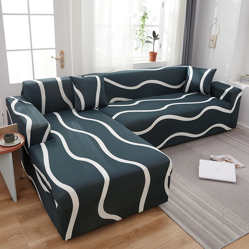 Leaves Elastic Corner Adjustable Sofa Cover for Living Room 2 3 4 Seater Chaise Longue Sofa Decorative L Shape Protection Cover