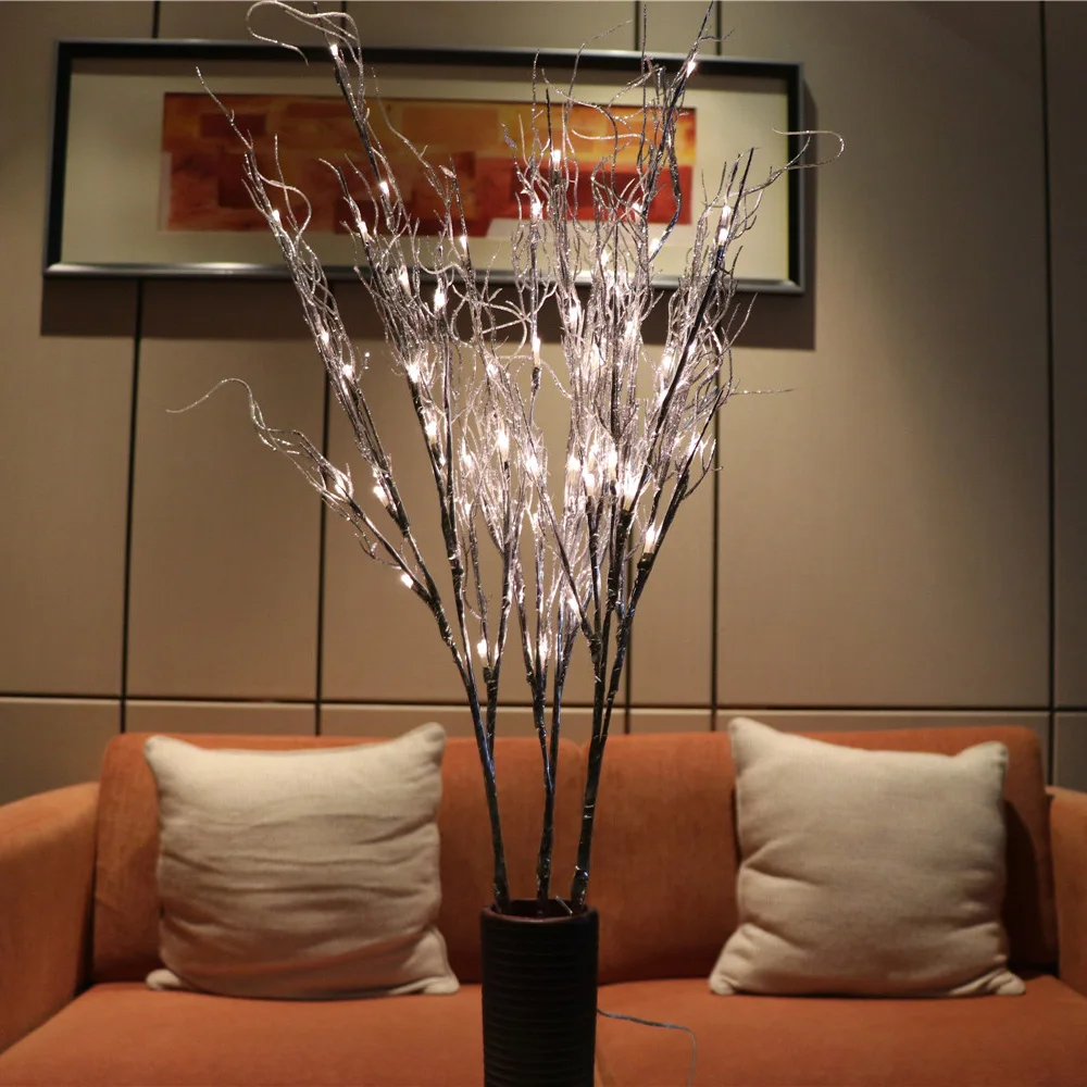 

Free Shipping 40"Glitter Silver Coral Branch Twig Light LED Branch light 40" with 60 LED Electric Type 3V DC Adaptor+Battery Box