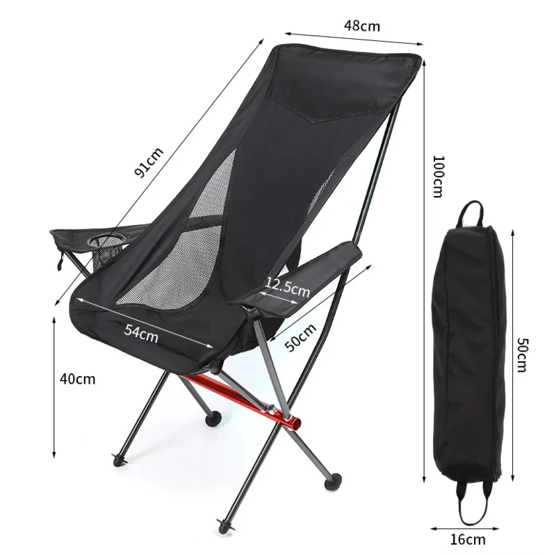 Portable Folding Armchair Ultralight Outdoor Folding Camping Chair With Armrests Aluminum Alloy Fishing Chair Picnic Beach Chair