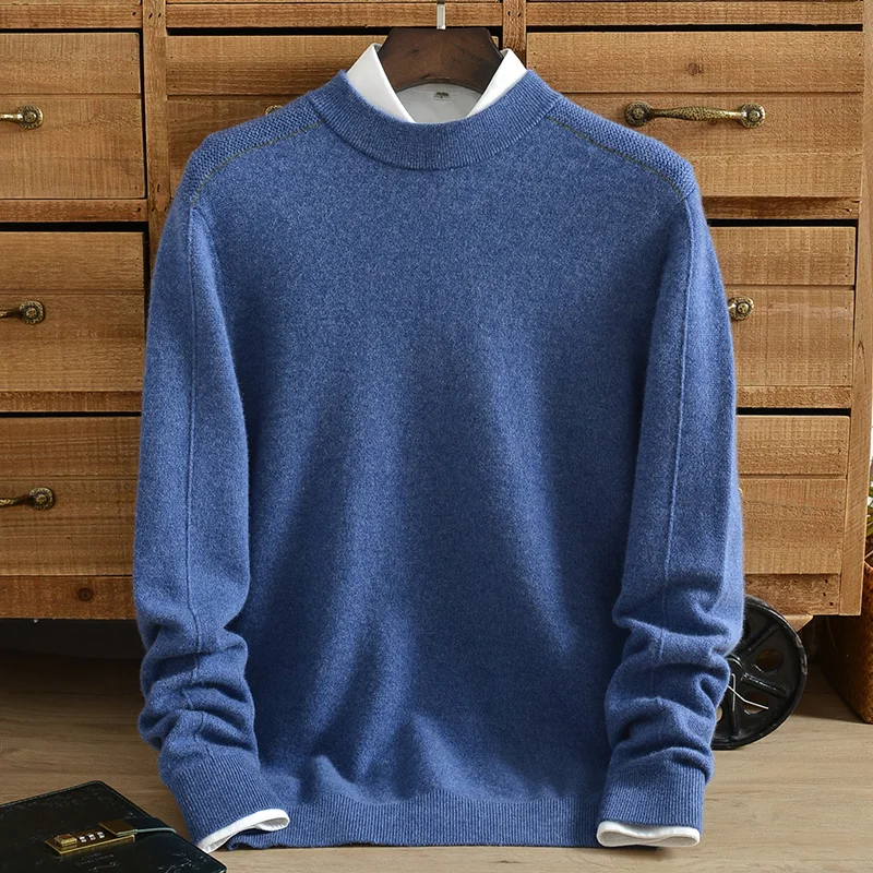 Thick pure cashmere sweater men half high collar middle-aged base sweater 100% pure cashmere sweater casual winter clothes