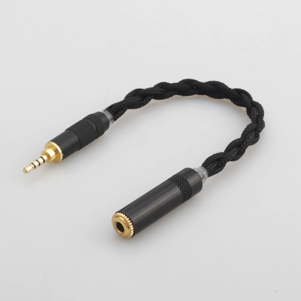 Audiocrast Pure Silver 10CM 2.5mm TRRS Balanced Male to 3.5mm Stereo Female Earphone Audio Adapter Cable