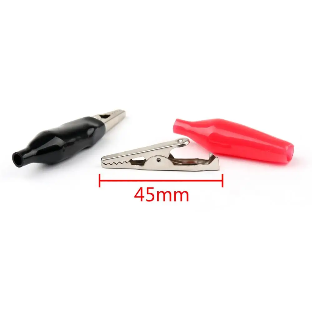 Areyourshop 100PCS 45mm  Red Black 8mm Alligator Lead Test Clip For Electrical Jumper Wire Cable