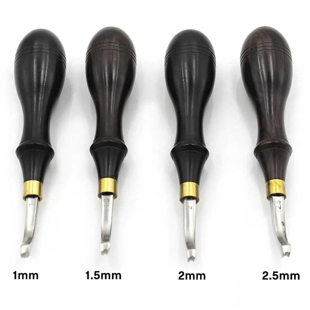 Leather Edge Creaser Leathercraft Edge Creasing Tool Leather Craft Hand Tools Leather Edge Tool with Wood Handle Hot Cold Press