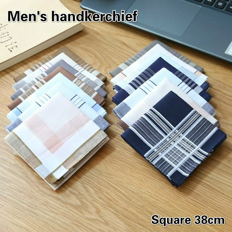 Men\'s High Quality Plaid Cotton Handkerchief To Send Elders Square Scarf Vintage Napkin Soft Sweaty Children Small Gift Harajuku