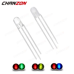 100Pcs 5mm Led Diode Bicolor Two Color Red Green Blue Commmon Anode Cathode 2V 3V F5 Clear Diffused DIP Light Emitting Lamp Blub