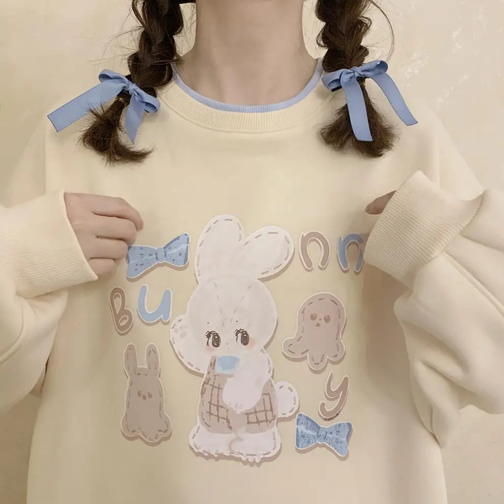 Cute cartoon sweatshirt Winter New Korean Harajuku Japanese Anime Casual Punk Style Women Loose Kawaii Sweater толстовка женская