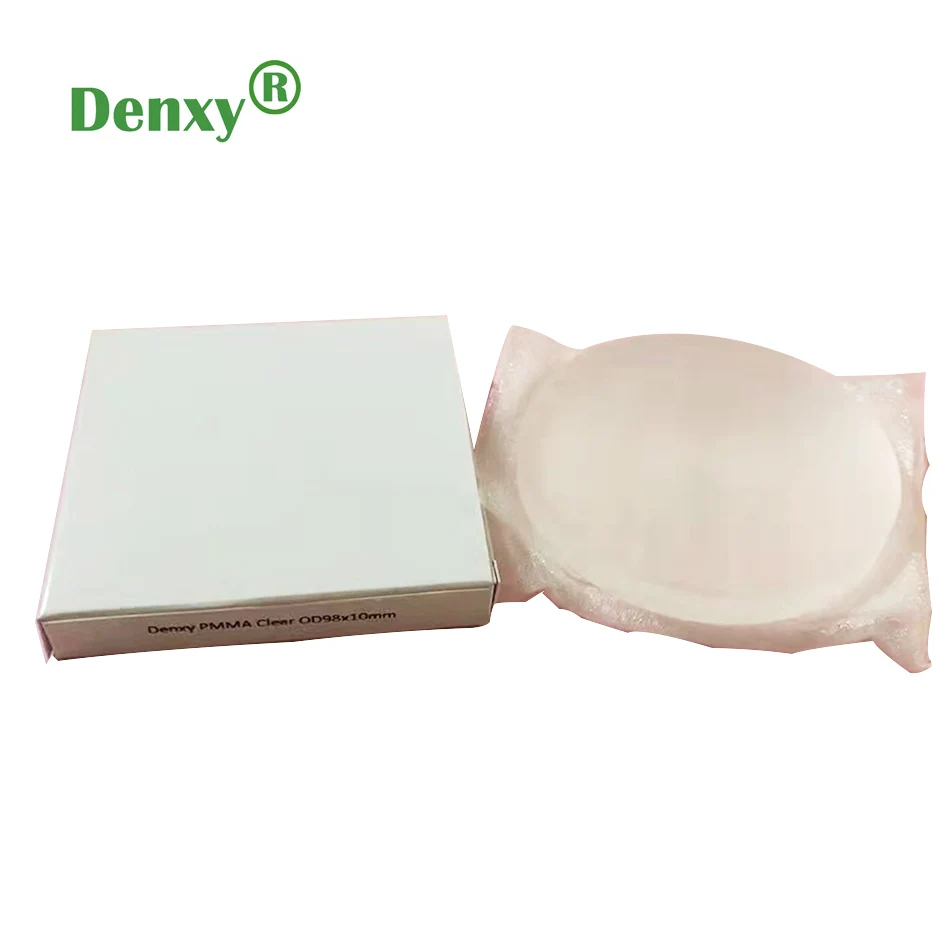 Denxy-bloques de PMMA Dental de alta calidad, piezas en blanco de color claro, CAD/CAM para restauraciones dentales de puente, bloque de resina, 5