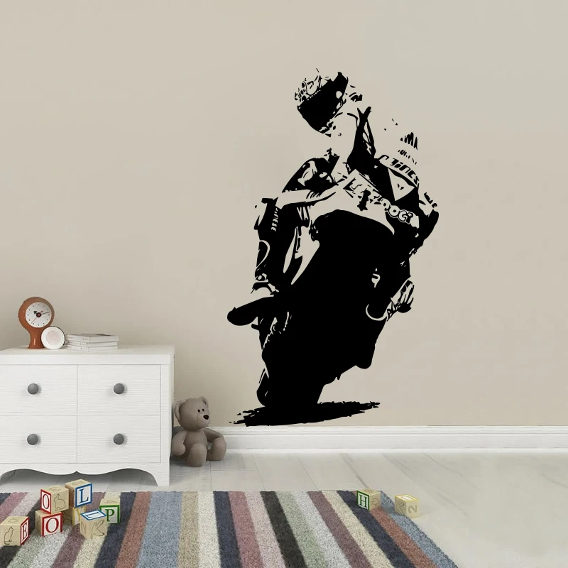 Superbike Motorbike Racing Motorcycle Wall Sticker Ross Scooter Autocycle Sport Wall Decal Kids Room