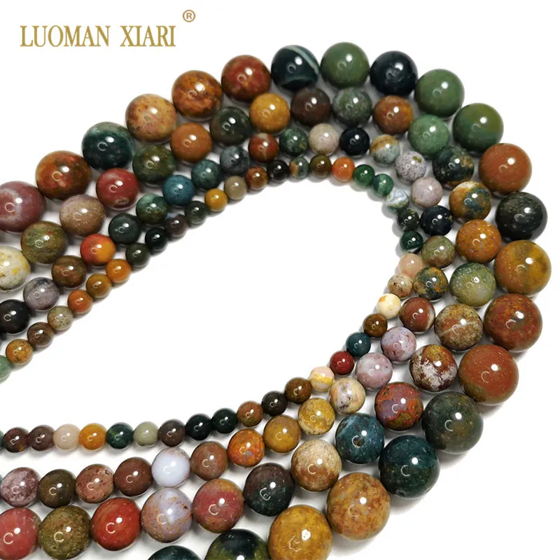 Fine AAA 100% Natural dark color Ocean Jasper Round Gemstone Beads For Jewelry Making  DIY Bracelet Necklace Earrings 4/6/8/10MM