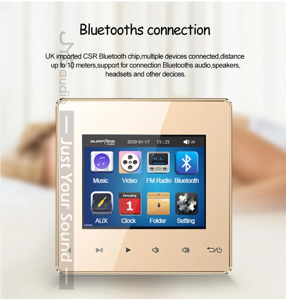 Hause Musik Player Bluetooth Wand Verstärker 2,8 Zoll Touch Key mit FM Radio USB TF Karte Schnelle Musik Wiedergabe funktion – Detail 6