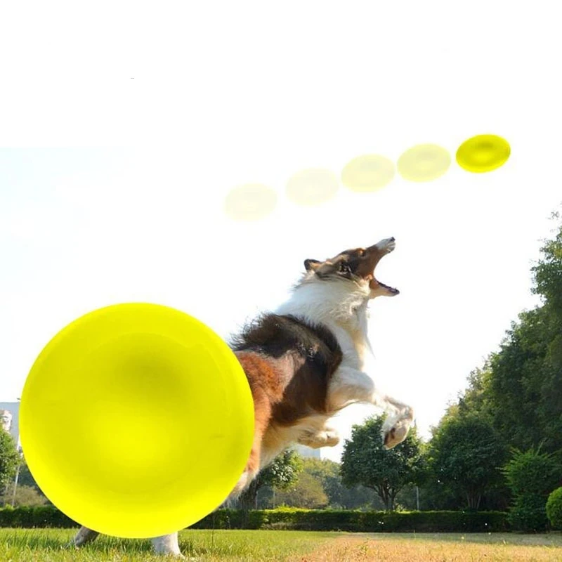 Outdoor Interactive Game Playing Flying Disc for Dog, Resistant Chew, Puppy Training, Silicone Flying Saucer, Parent-Child Play