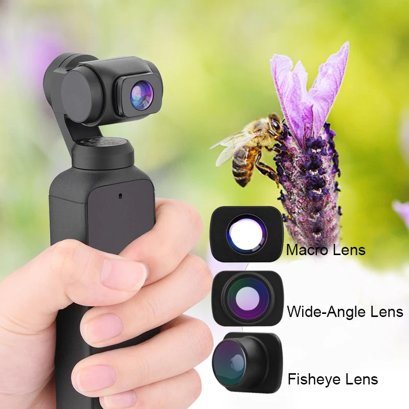 Wide-Angle Macro Fisheye Lens for DJI Pocket  Vlog Shooting Pocket Handheld Gimbal Camera Magnetic Install Lenses Accessories