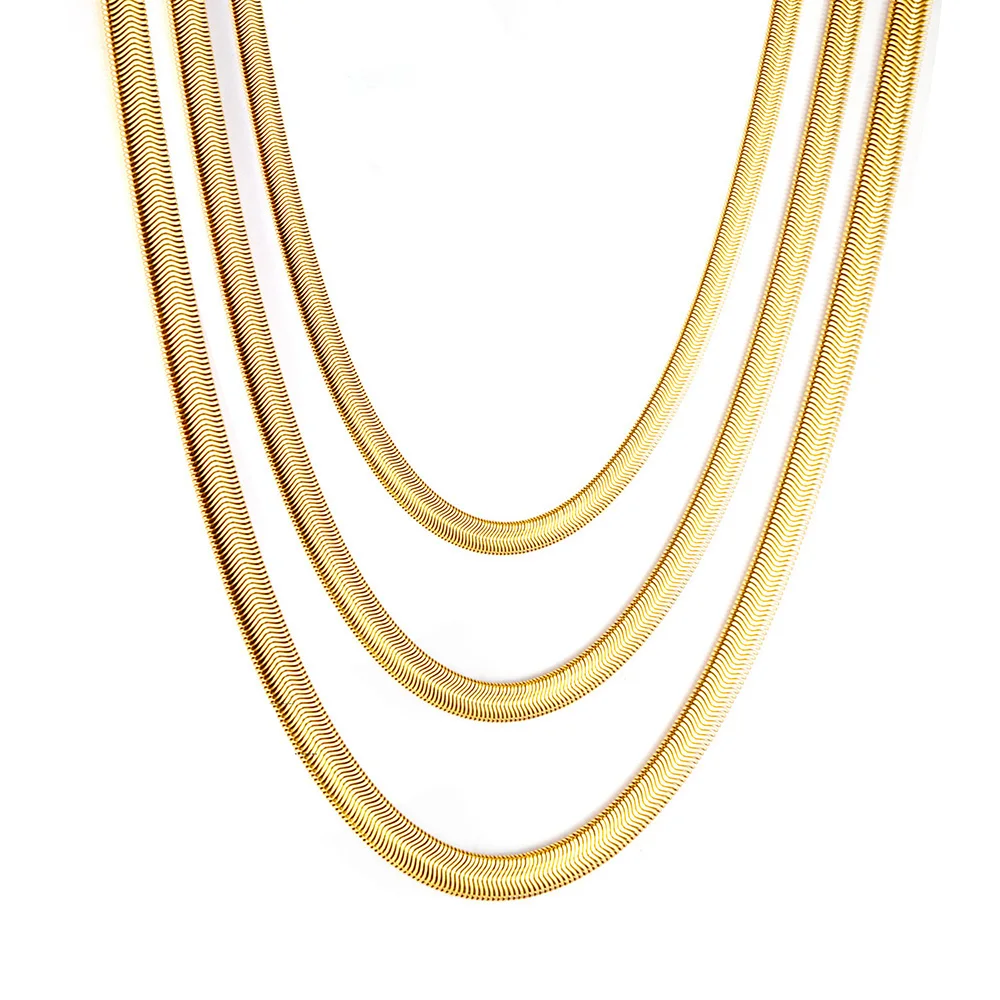 

1 piece Width 4mm/6mm/8mm Snake Chain Necklace for Men Women Stainless Steel Flat Snake Solid Chains