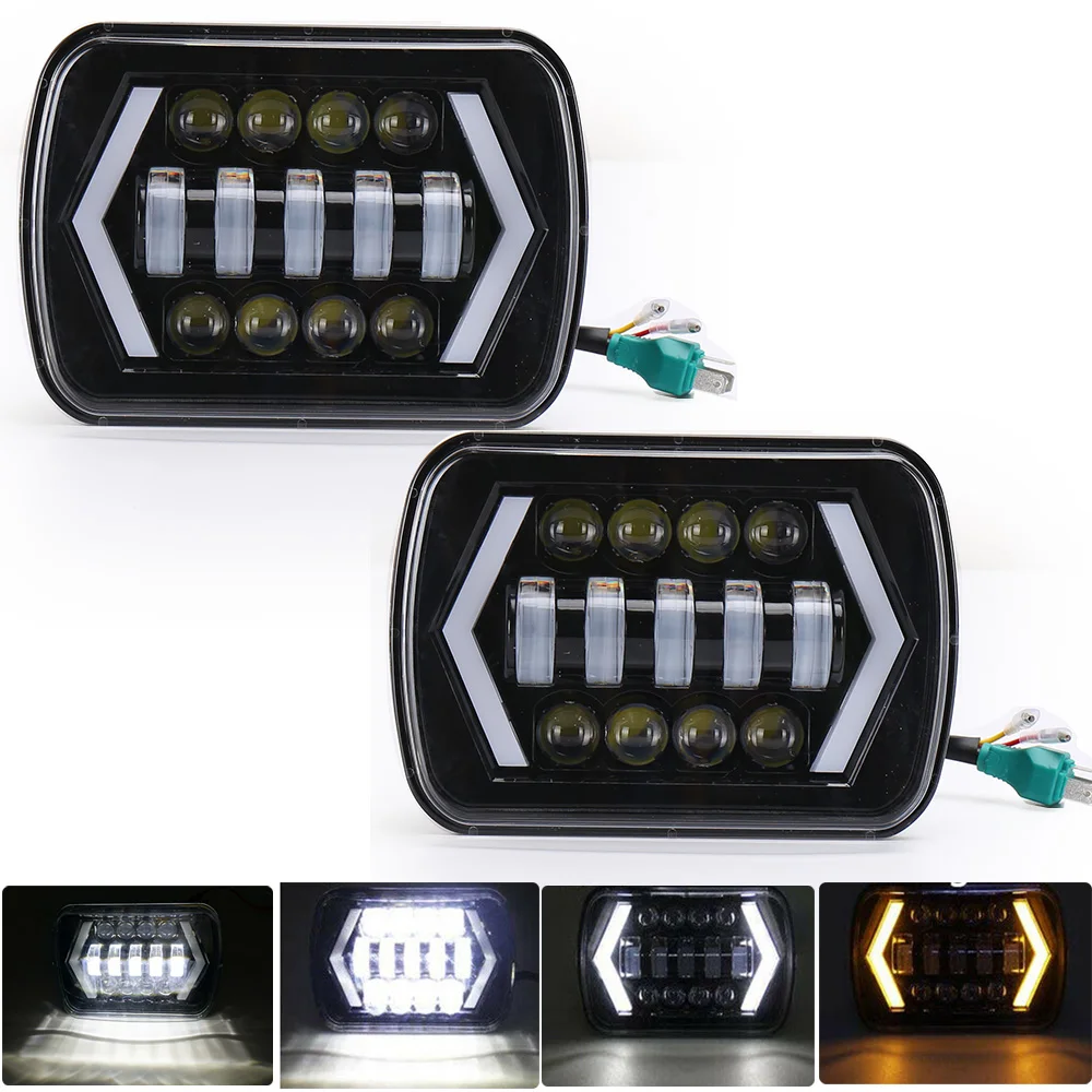 

1pc 7x6 LED Headlights 55W Off-road Motocross Auto LED Light for Je ep Wrang ler YJ Cherokee Comanche Led Square Headlights