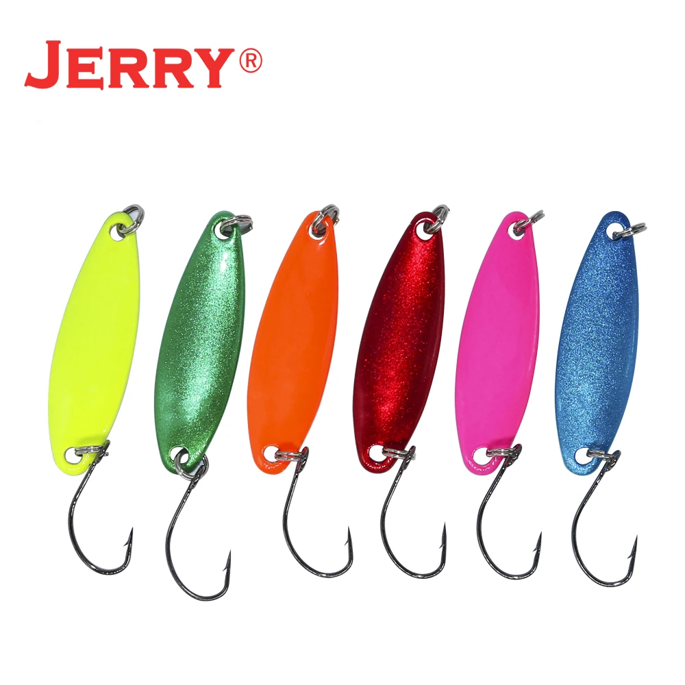 Jerry 3.3g 5g Artificial Fishing Lures Lightweight Trolling Spoons Kit Set Trout Perch Metal Spinner Bait